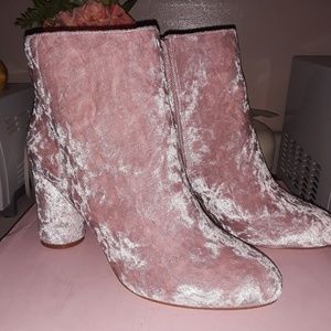 JustFab Pink Velvet Booties